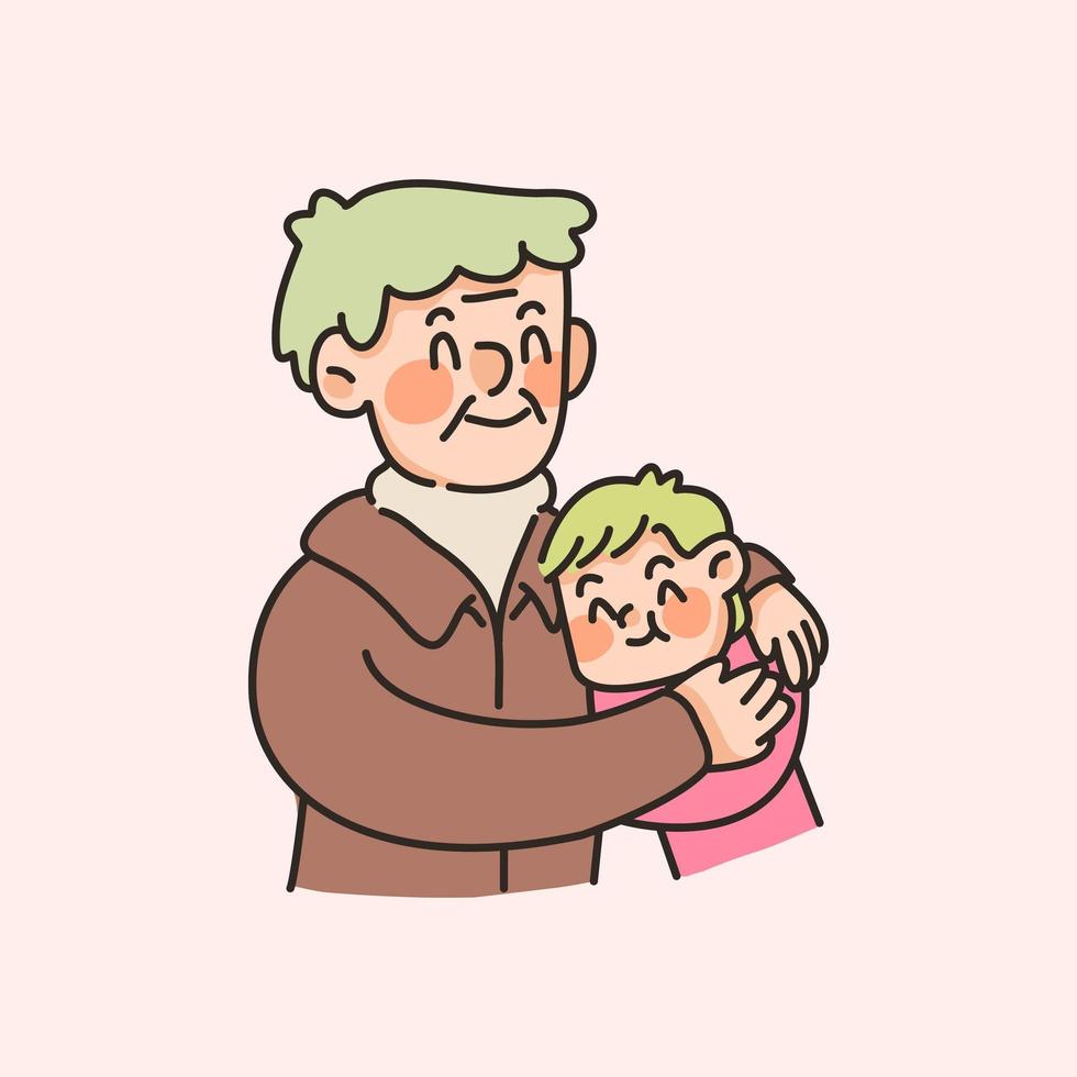 grandparent and grandchild cute bonding family illustration vector