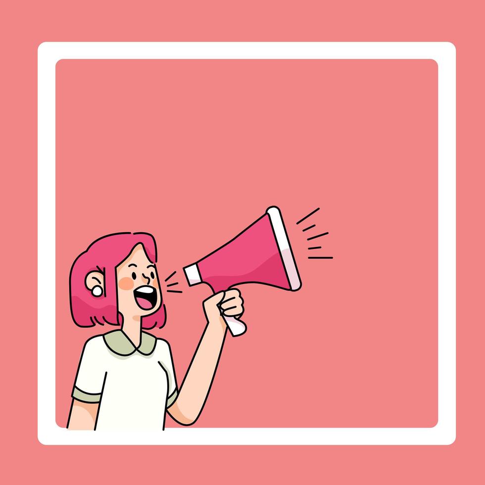 people shoutout insert text cute cartoon character note text space banner design vector