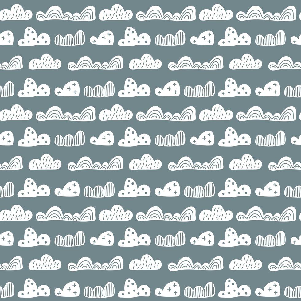 lindo doodle nubes de patrones sin fisuras en estilo escandinavo. vector dibujado a mano fondos de pantalla para niños, vacaciones