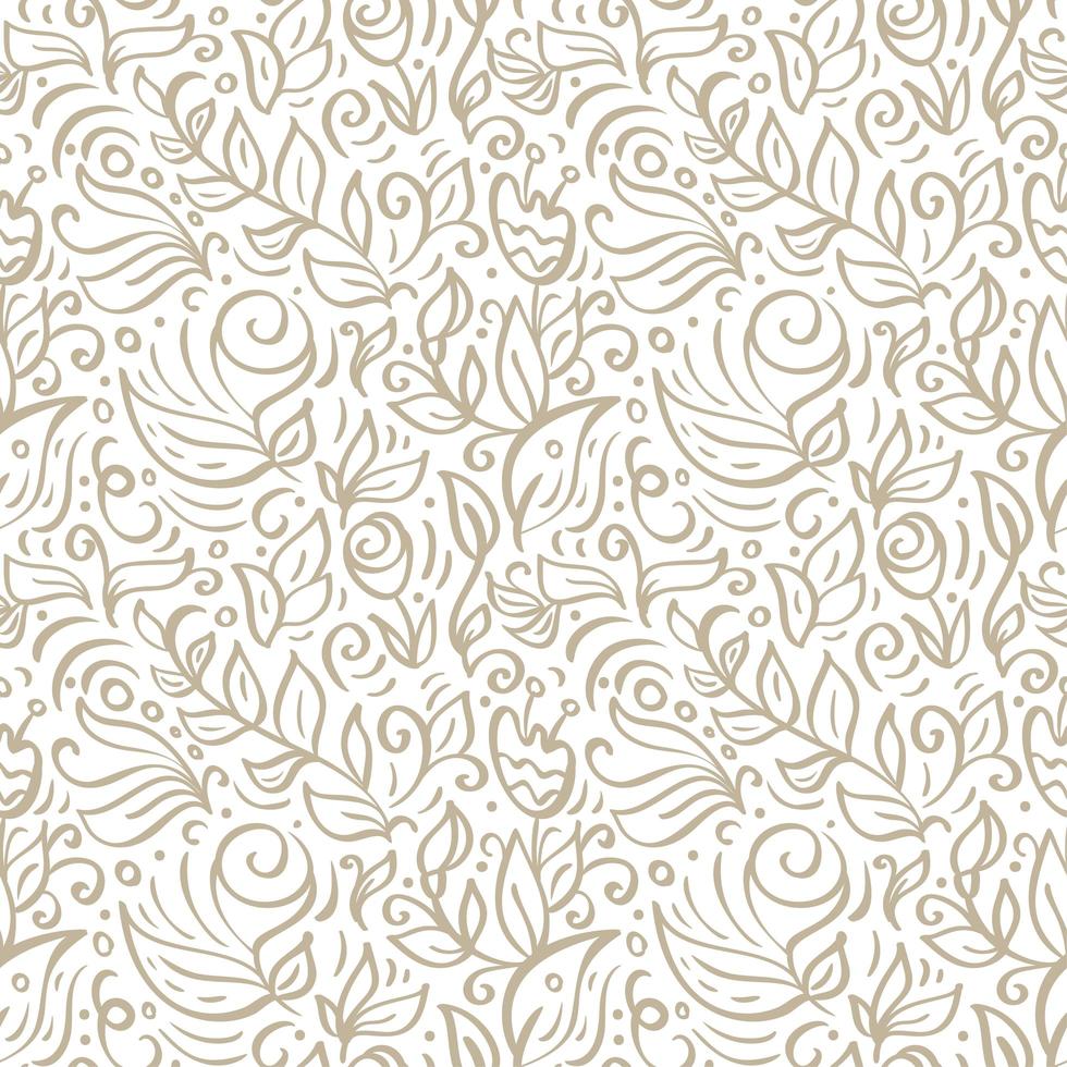 Vector floral seamless pattern. Flower and leaves theme. Summer collection. Can be used for wallpaper, website background, textile printing. Hand drawn endless illustration of flowers on light background