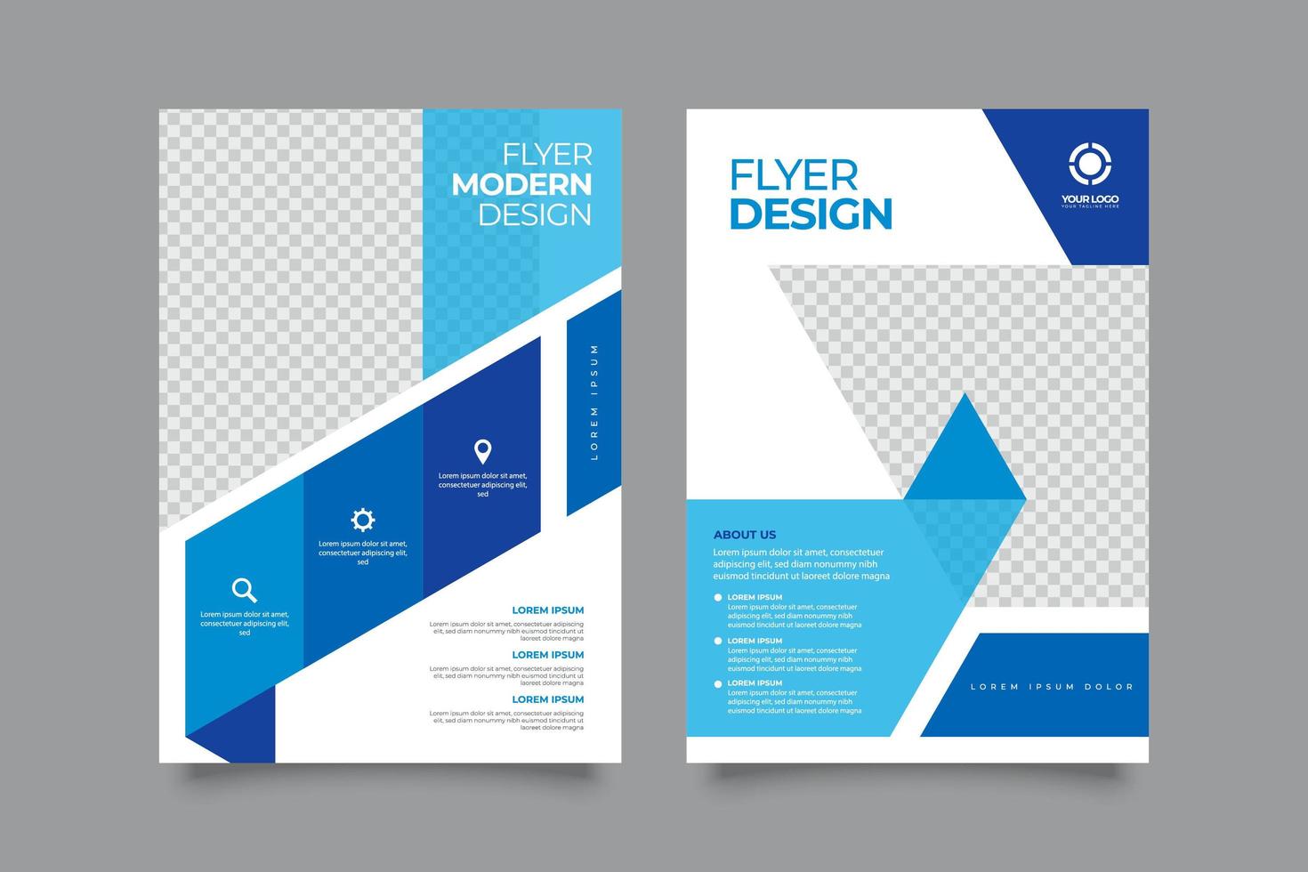 Modern blue corporate flyer with abstract design vector