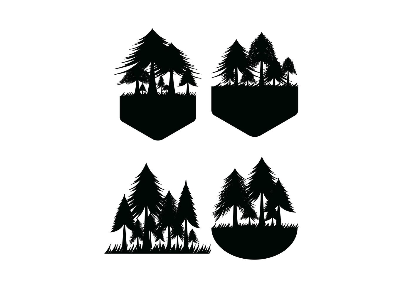 vector de plantilla de diseño de icono de bosque de pinos aislado