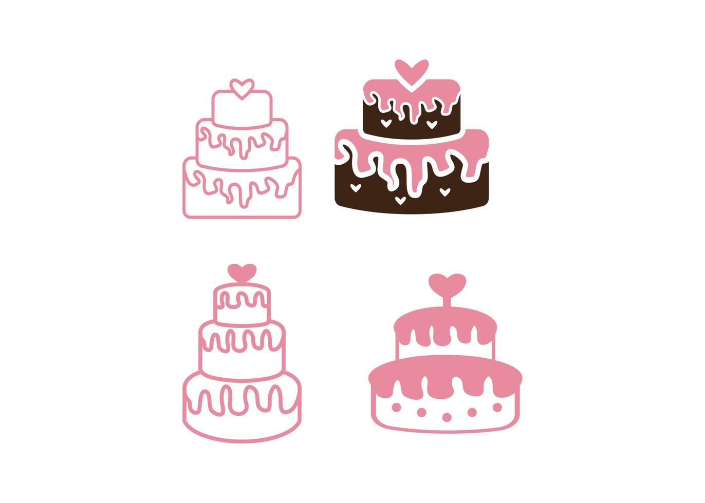 pastel de boda, icono, diseño, conjunto vector