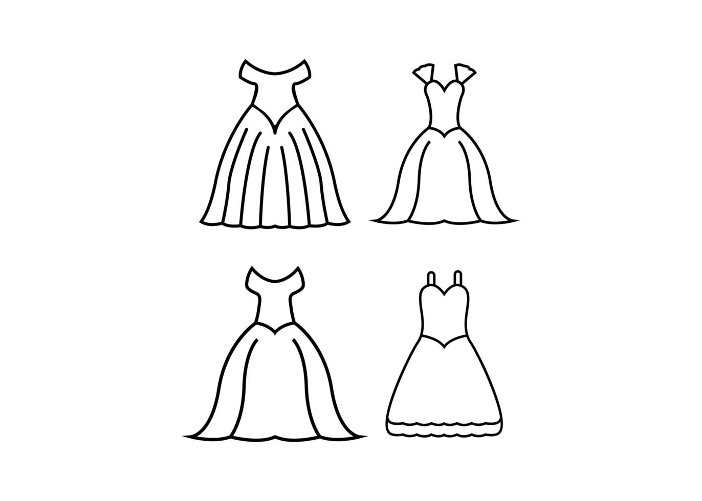 Ilustración de vector de plantilla de diseño de icono de vestido de boda aislado