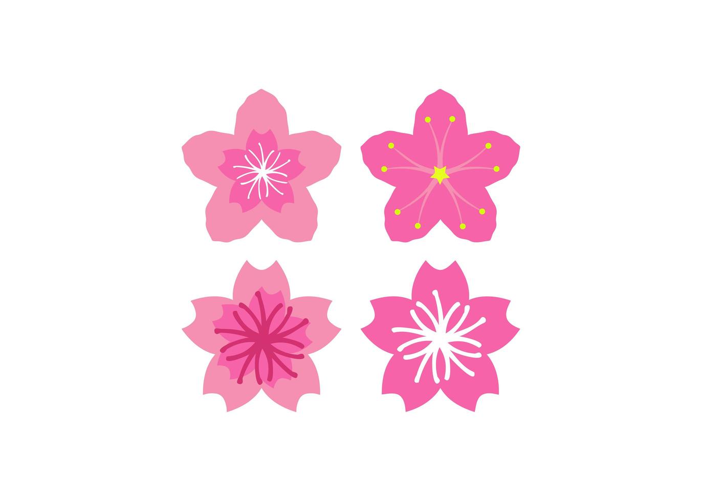 conjunto de diseño de icono de sakura vector