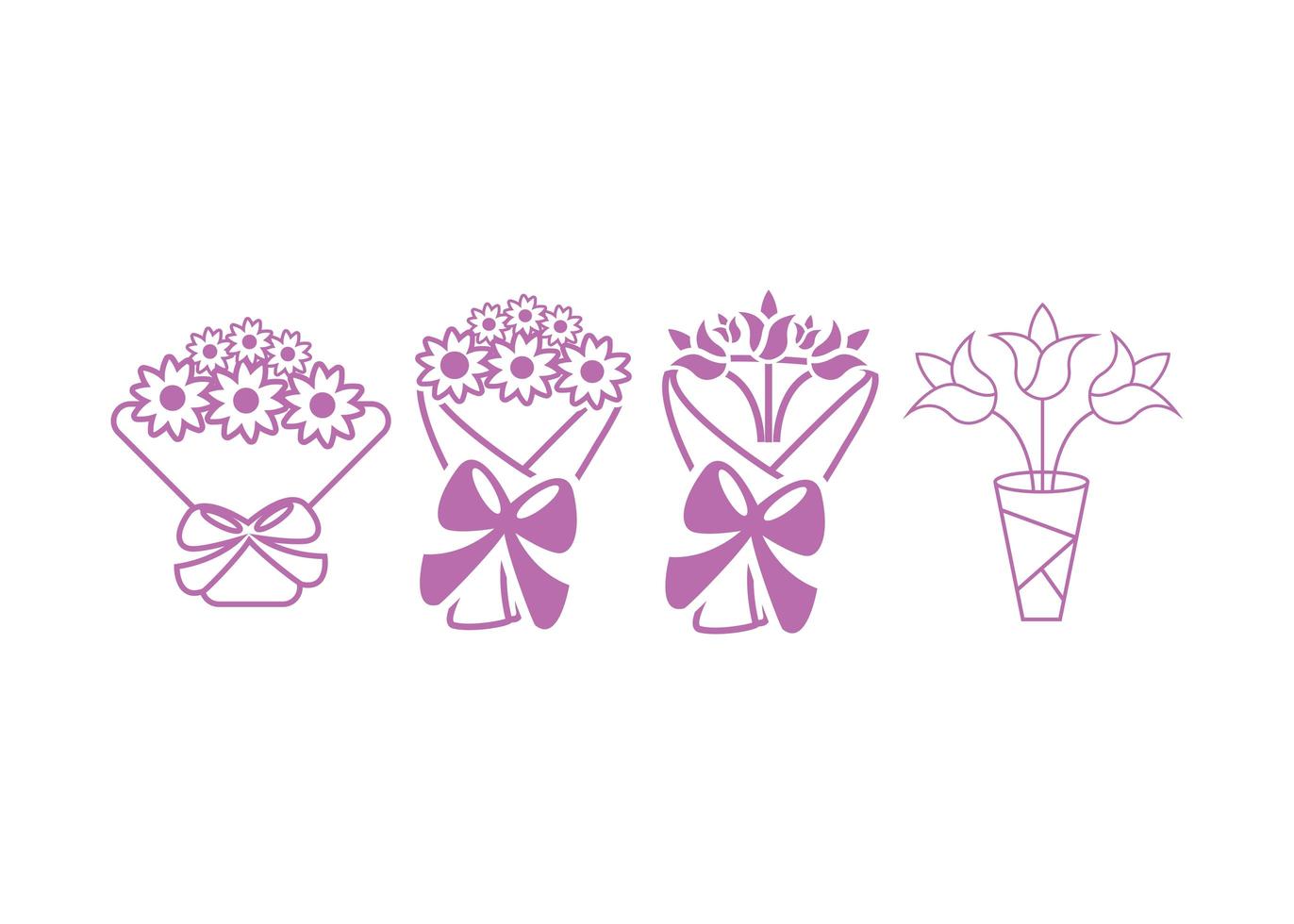Bouquet icon design template set vector