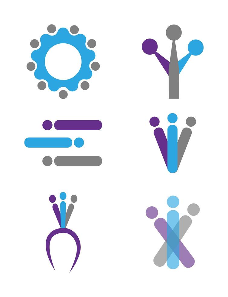 Teamwork coaching logo set vector