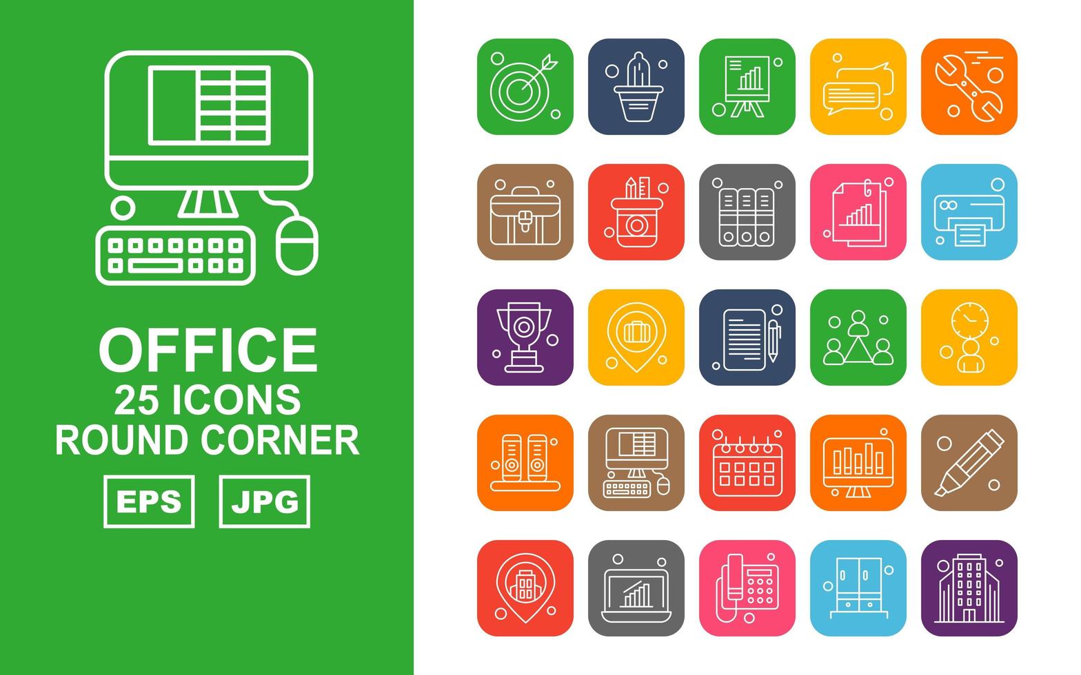 25 Premium Office II Round Corner Icon Pack vector