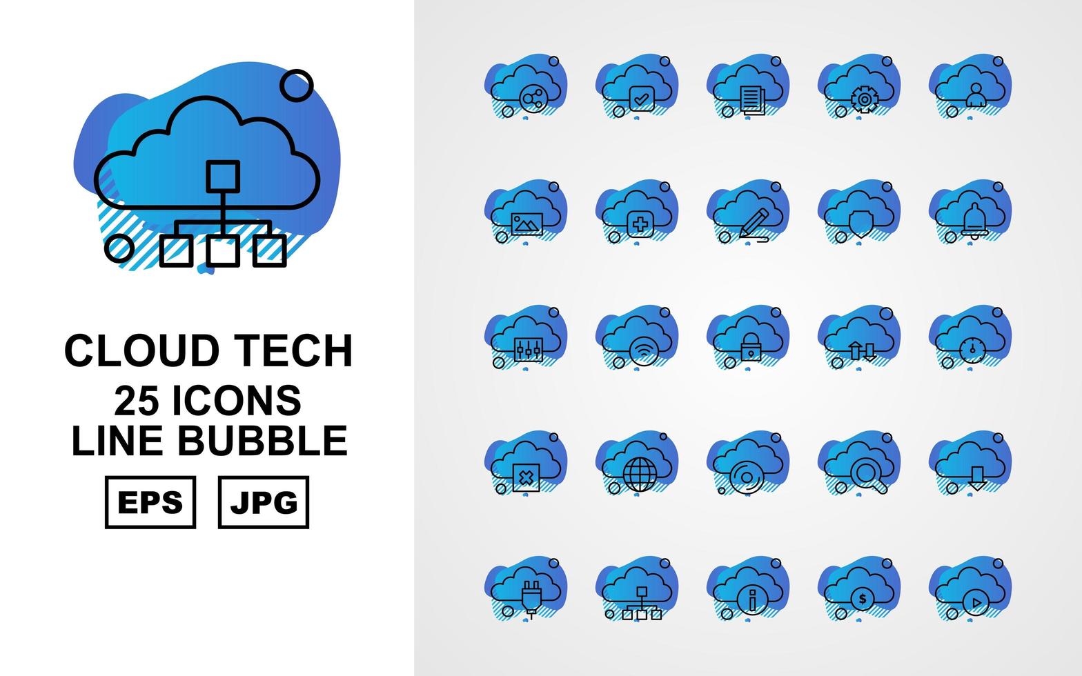 25 Premium Cloud Tech Line Bubble Icon Pack vector