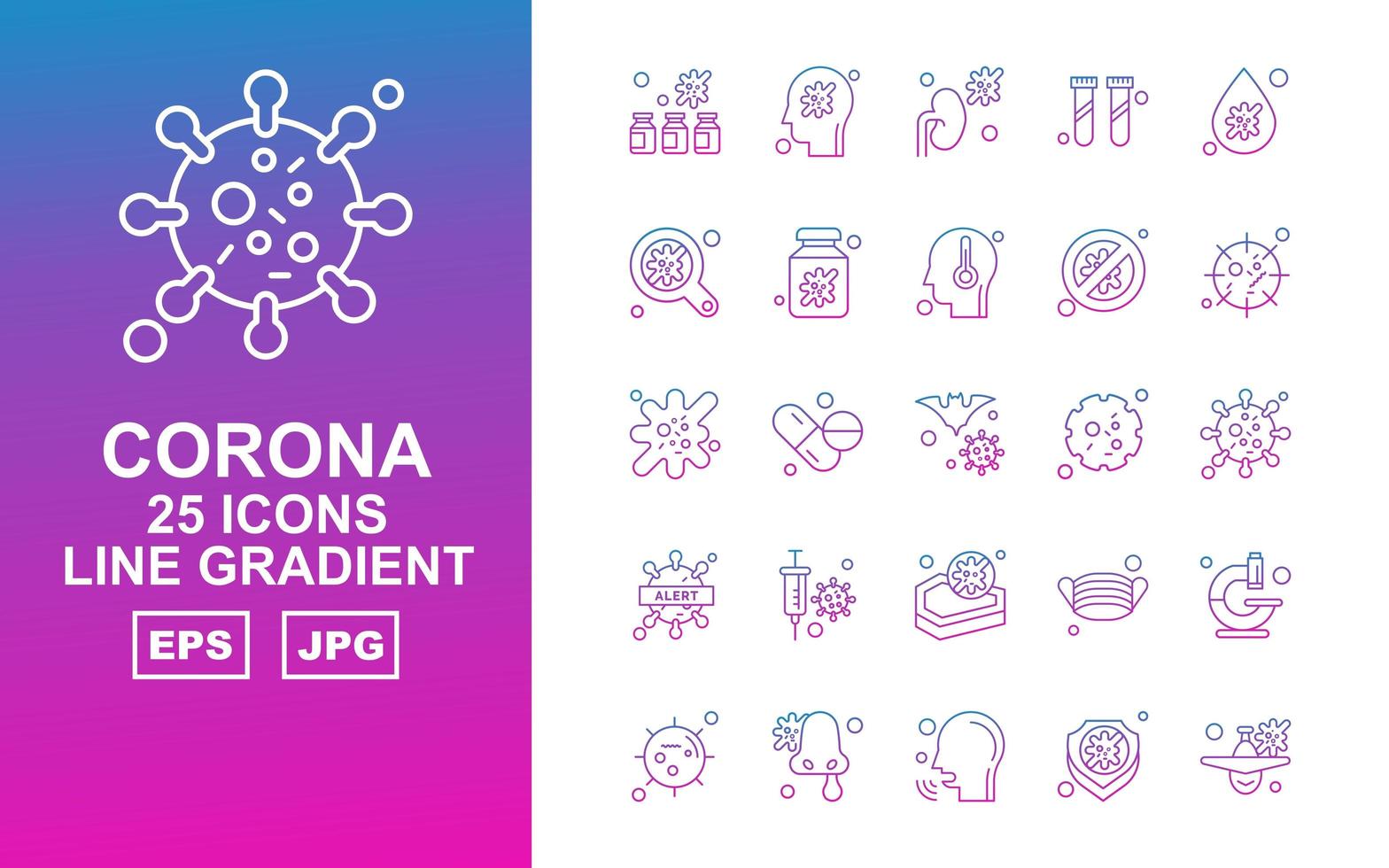 25 Premium Corona Virus Line Gradient Icon Pack vector