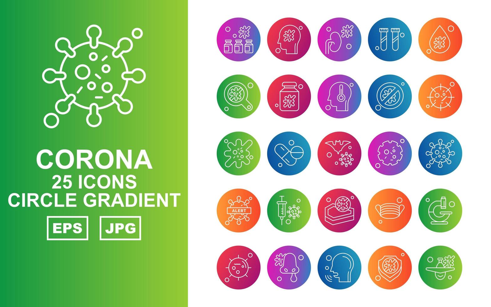 25 Premium Corona Virus Circle Gradient Icon Pack vector