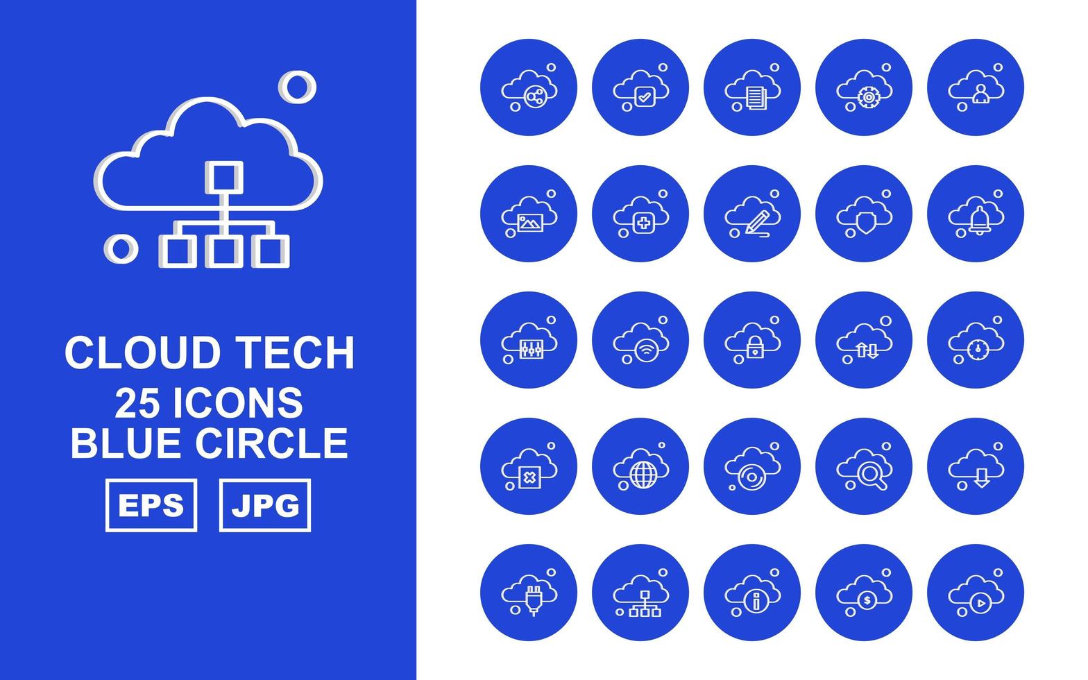 25 Premium Cloud Tech Blue Circle Icon Pack vector