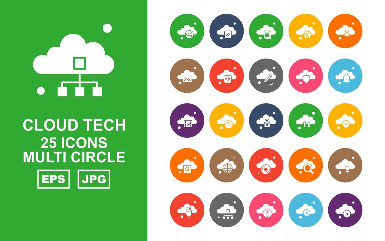 25 Premium Cloud Tech Multi Circle Icon Pack vector