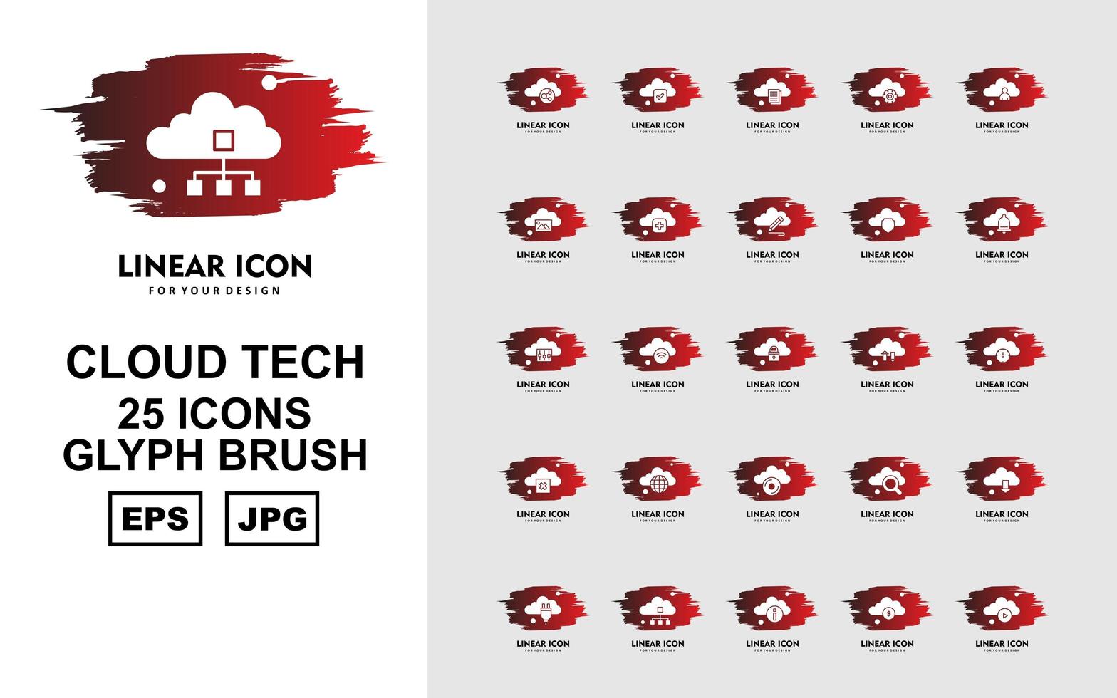 25 Premium Cloud Tech Glyph Brush Icon Pack vector