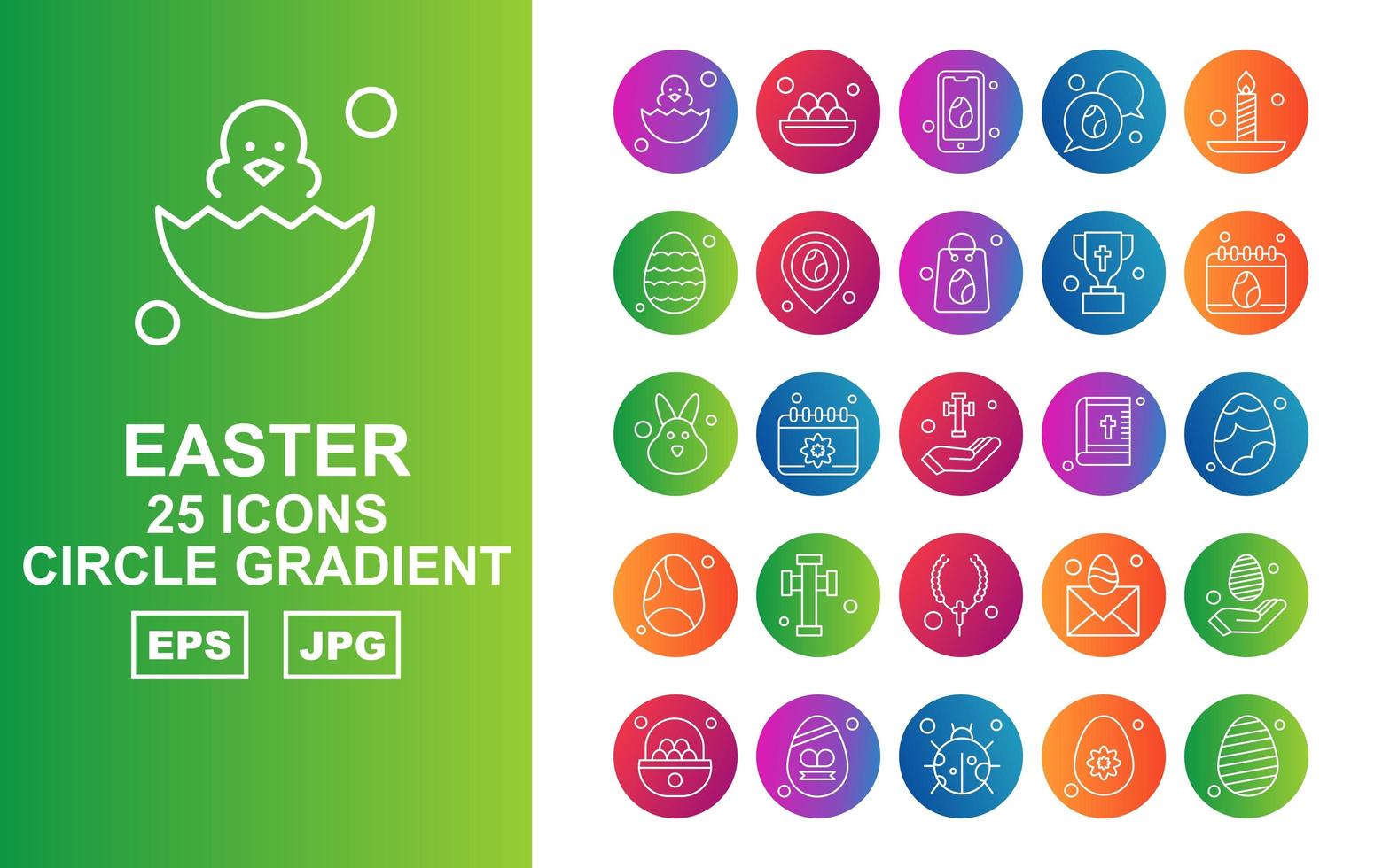 25 Premium Easter Circle Gradient Icon Pack vector