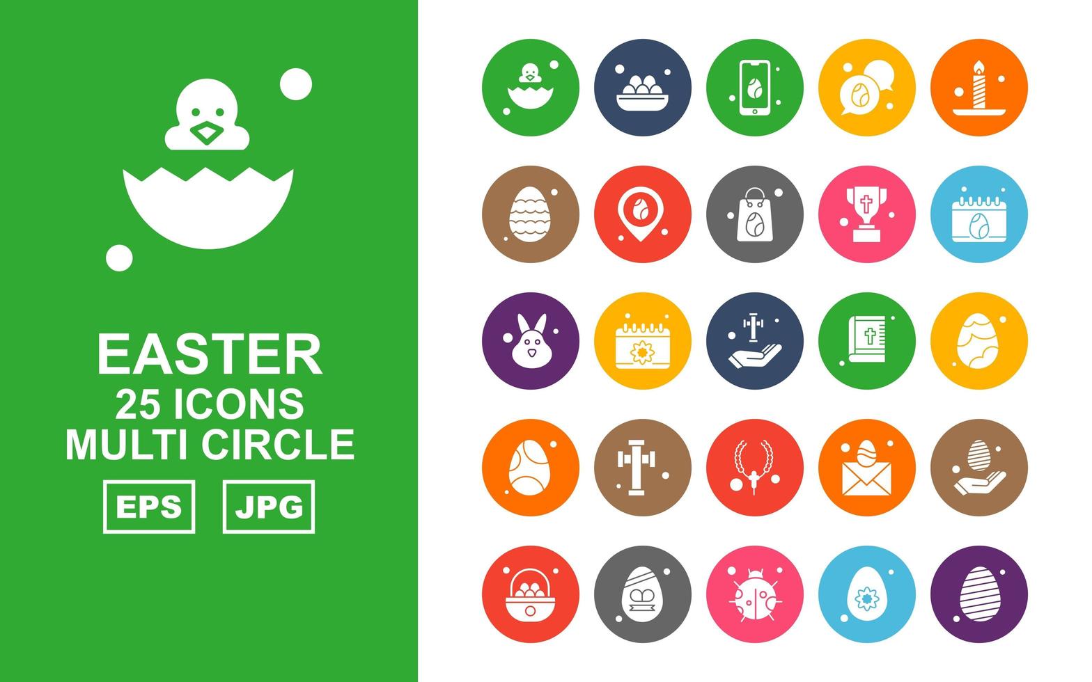 25 Premium Easter Multi Circle Icon Pack vector