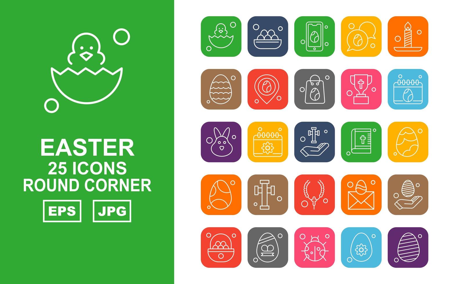 25 Premium Easter Round Corner Icon Pack vector