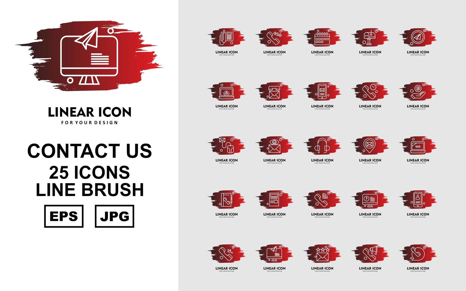 25 Premium Contact Us Line Brush Icon Pack vector