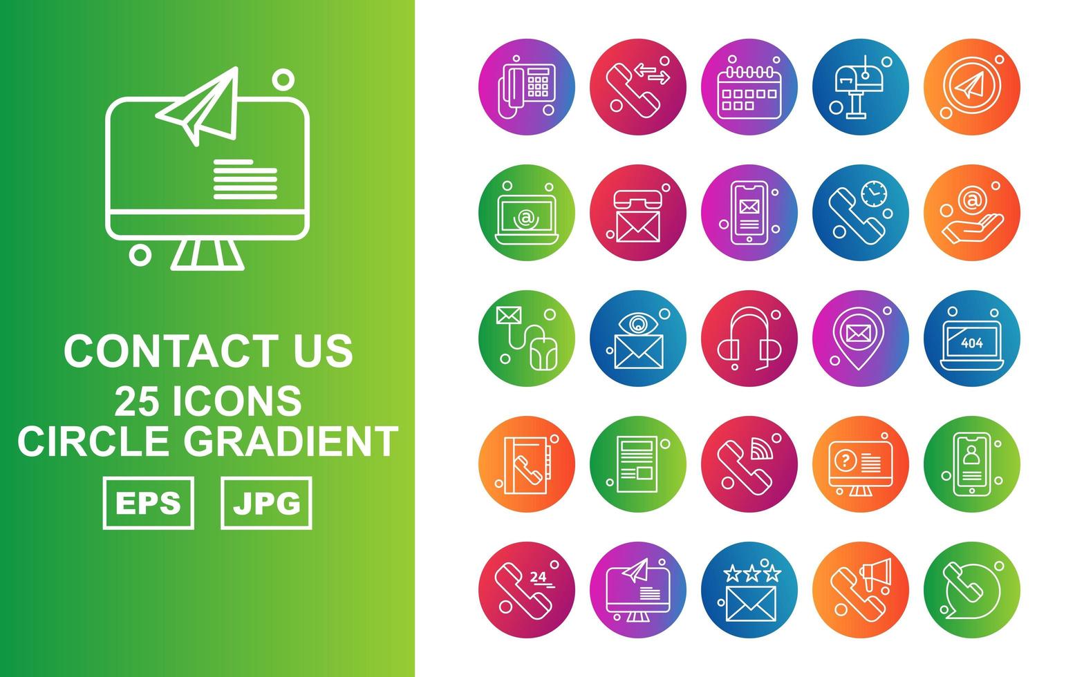 25 Premium Contact Us Circle Gradient Icon Pack vector
