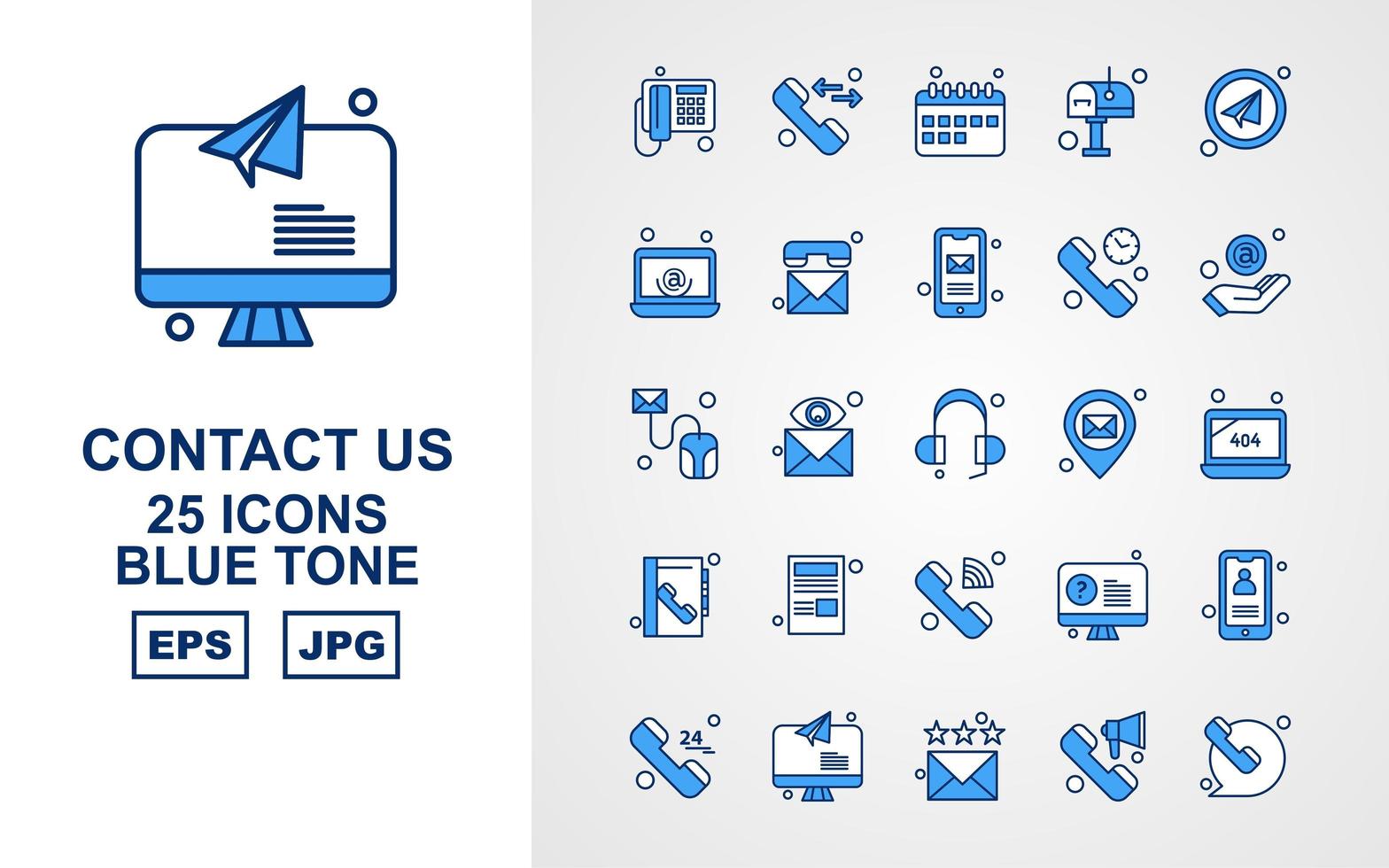 25 Premium Contact Us Blue Tone Icon Pack vector