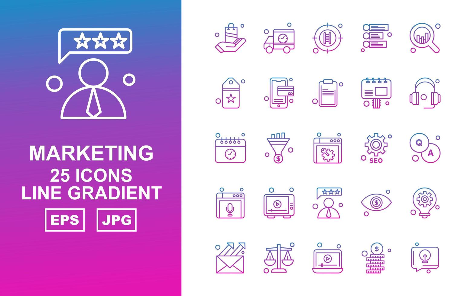 25 Premium Marketing Line Gradient Icon Pack vector