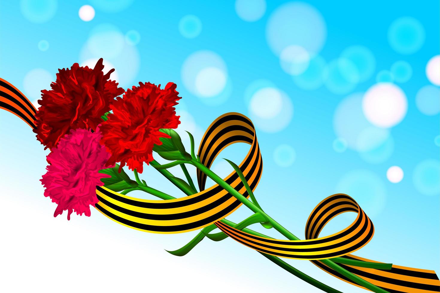 Victory Day 9 may carnations Saint George ribbon vector