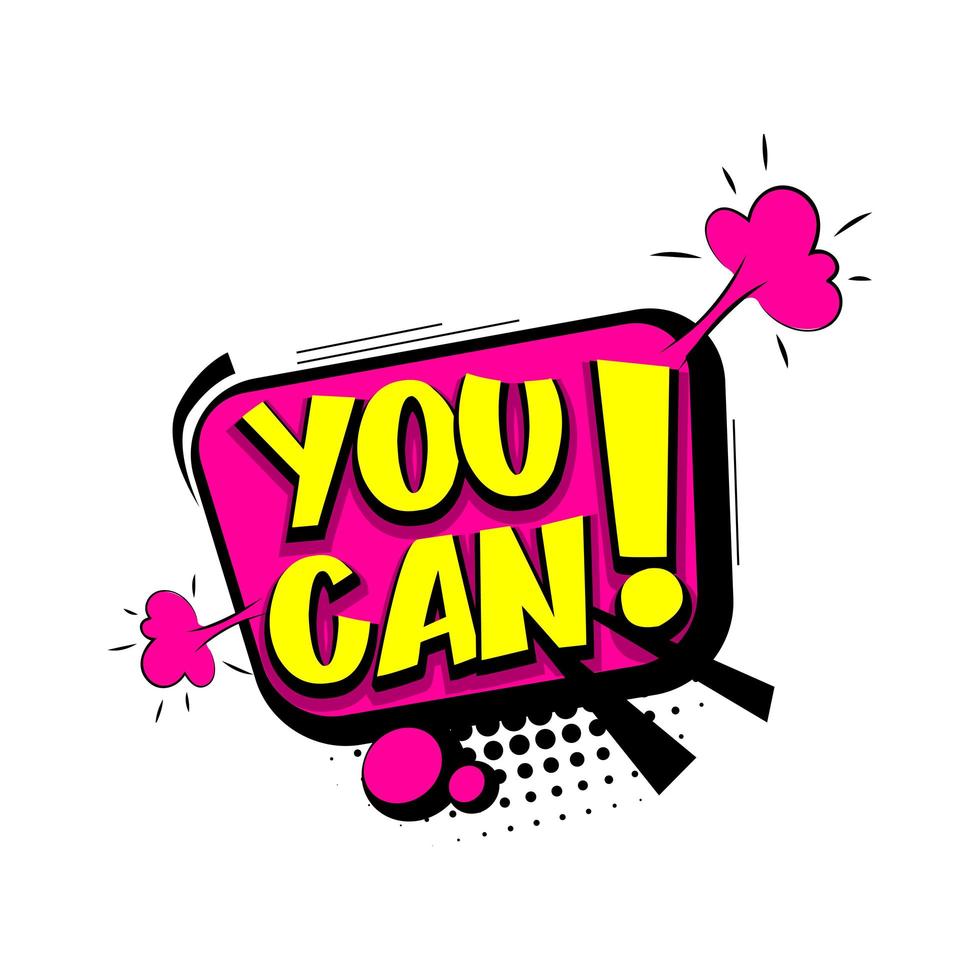 Lettering you can do it comic text pop art vector