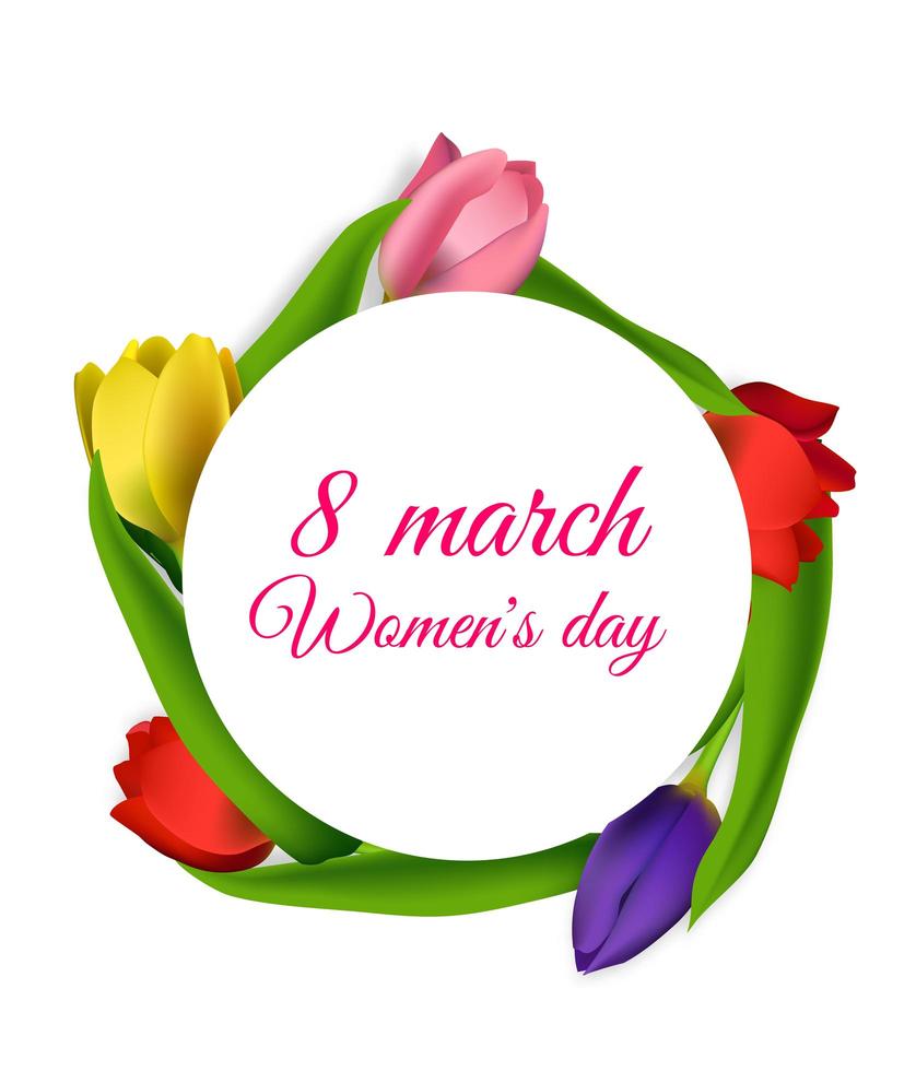 Realistic tulips 8 march womans day vector