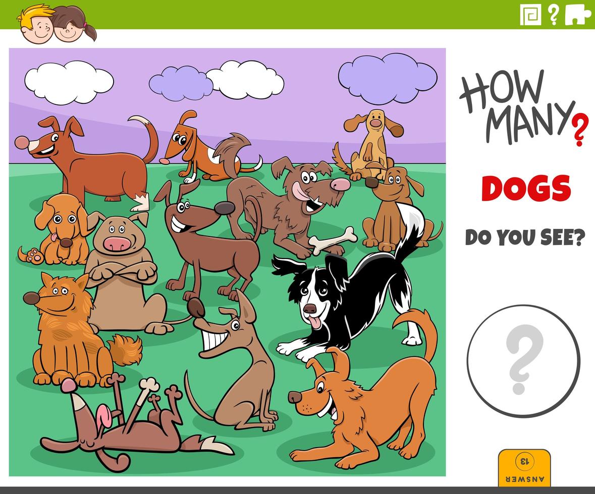 how many dogs educational task for children vector