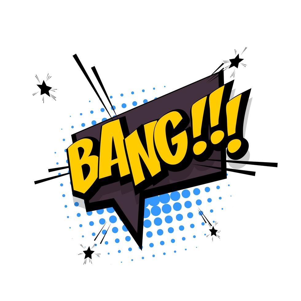 Bang comic text sound effect pop art style speech bubble vector