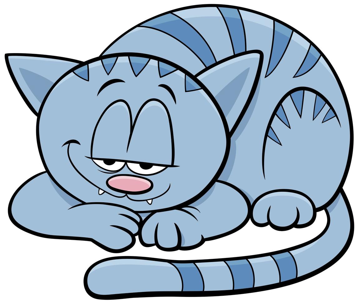 sleepy cat or kitten cartoon animal character vector