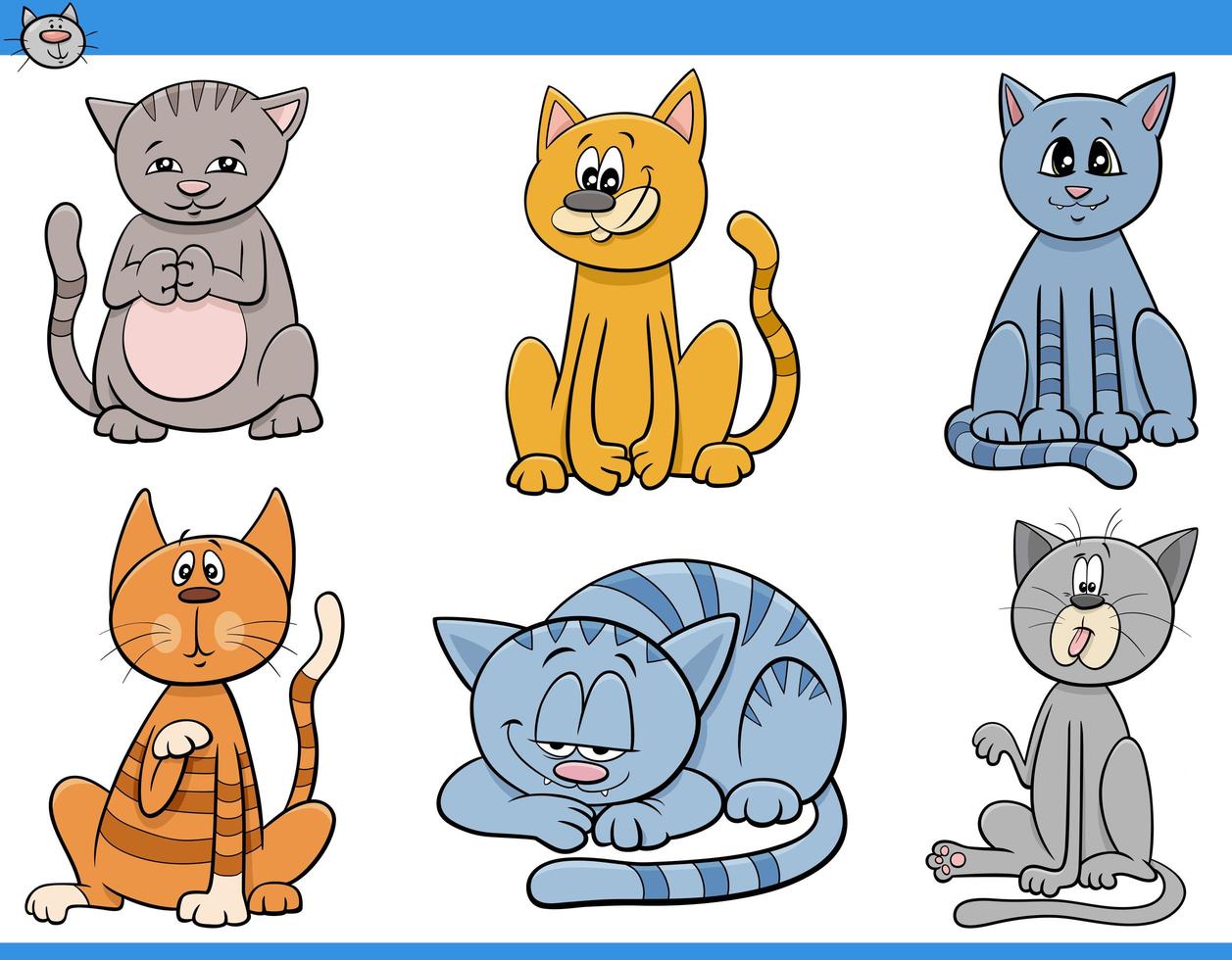 cartoon cats and kittens characters set vector