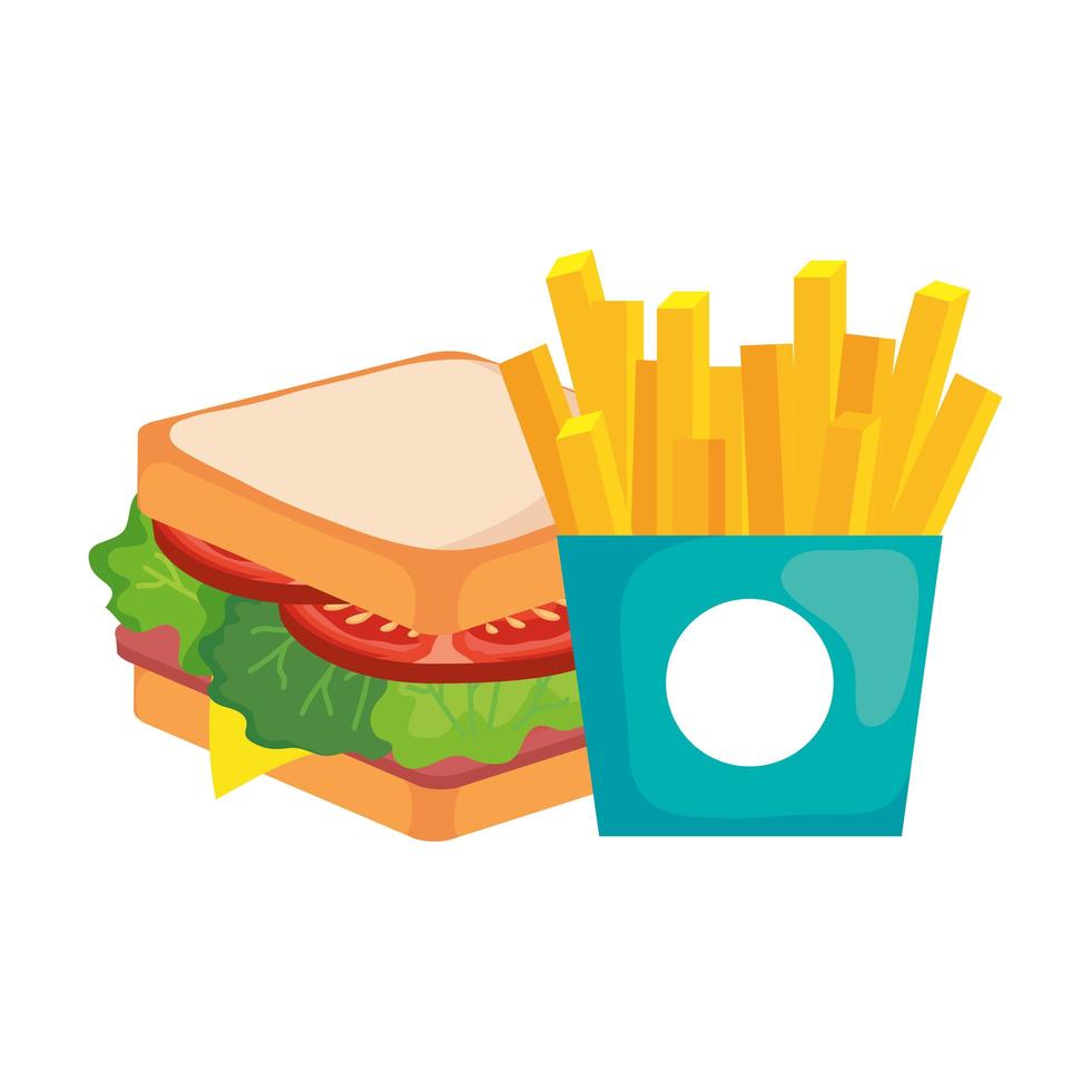 papas fritas y diseño vectorial de sándwich vector