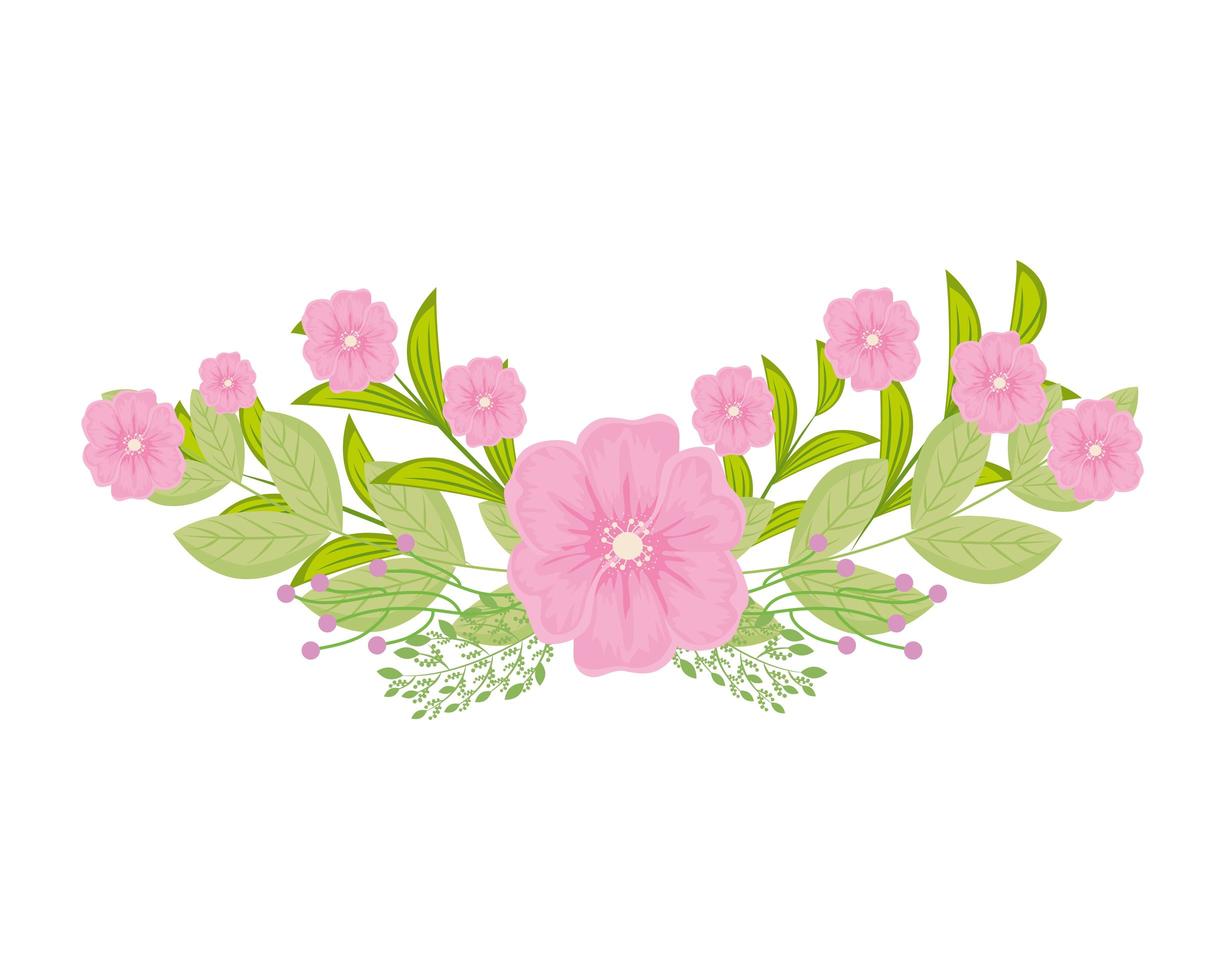 flores rosadas con hojas de diseño vectorial vector