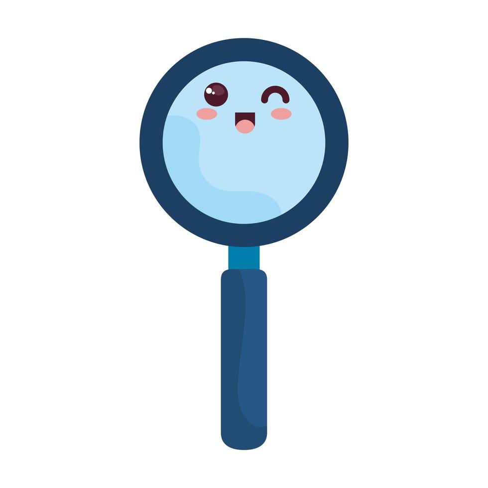 search magnifying glass kawaii style, on white background vector