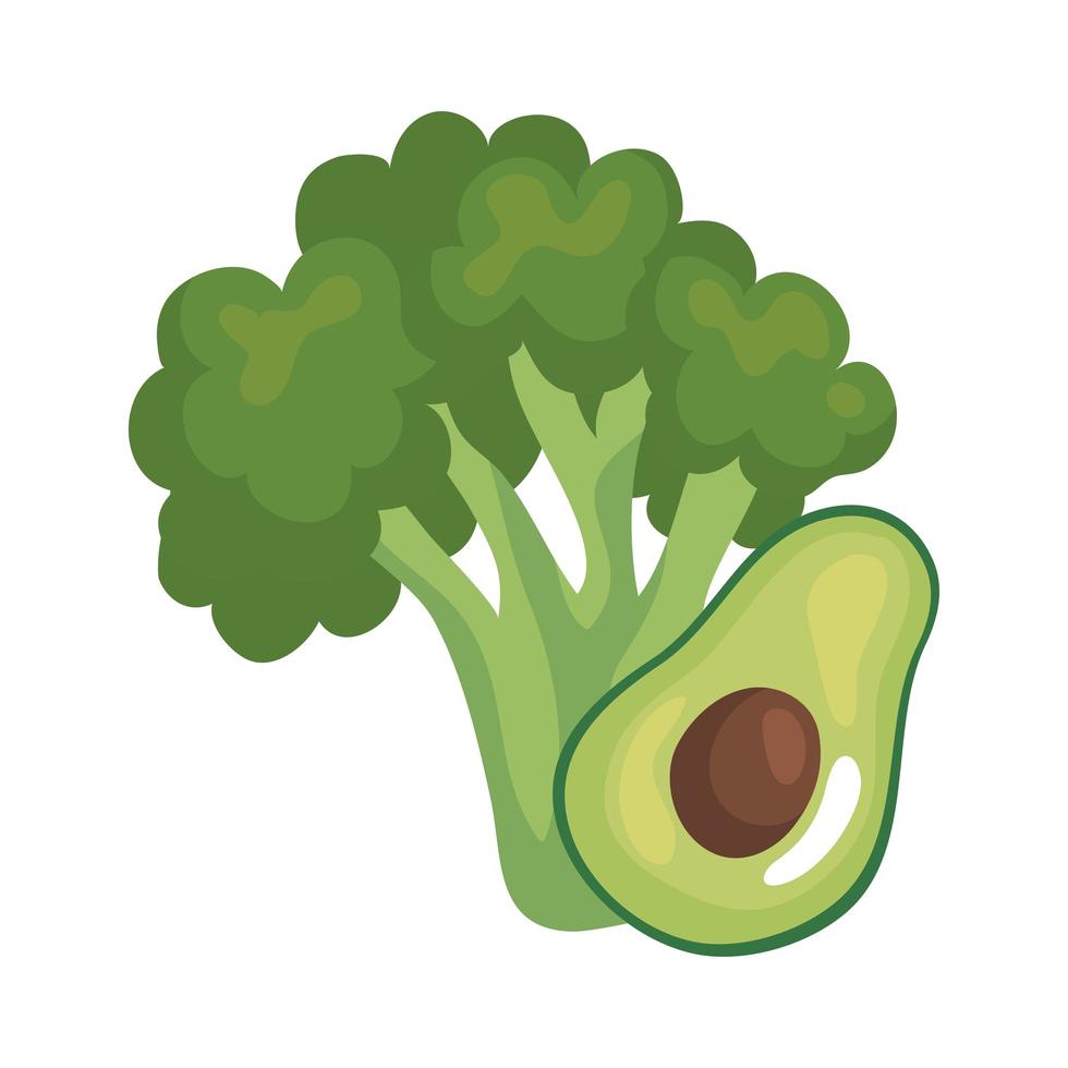 Isolated broccoli and avocado vector design