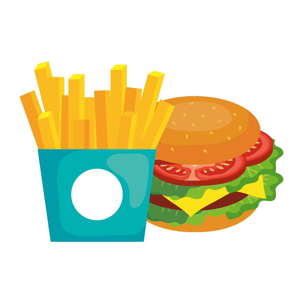 french fries and hamburger vector design