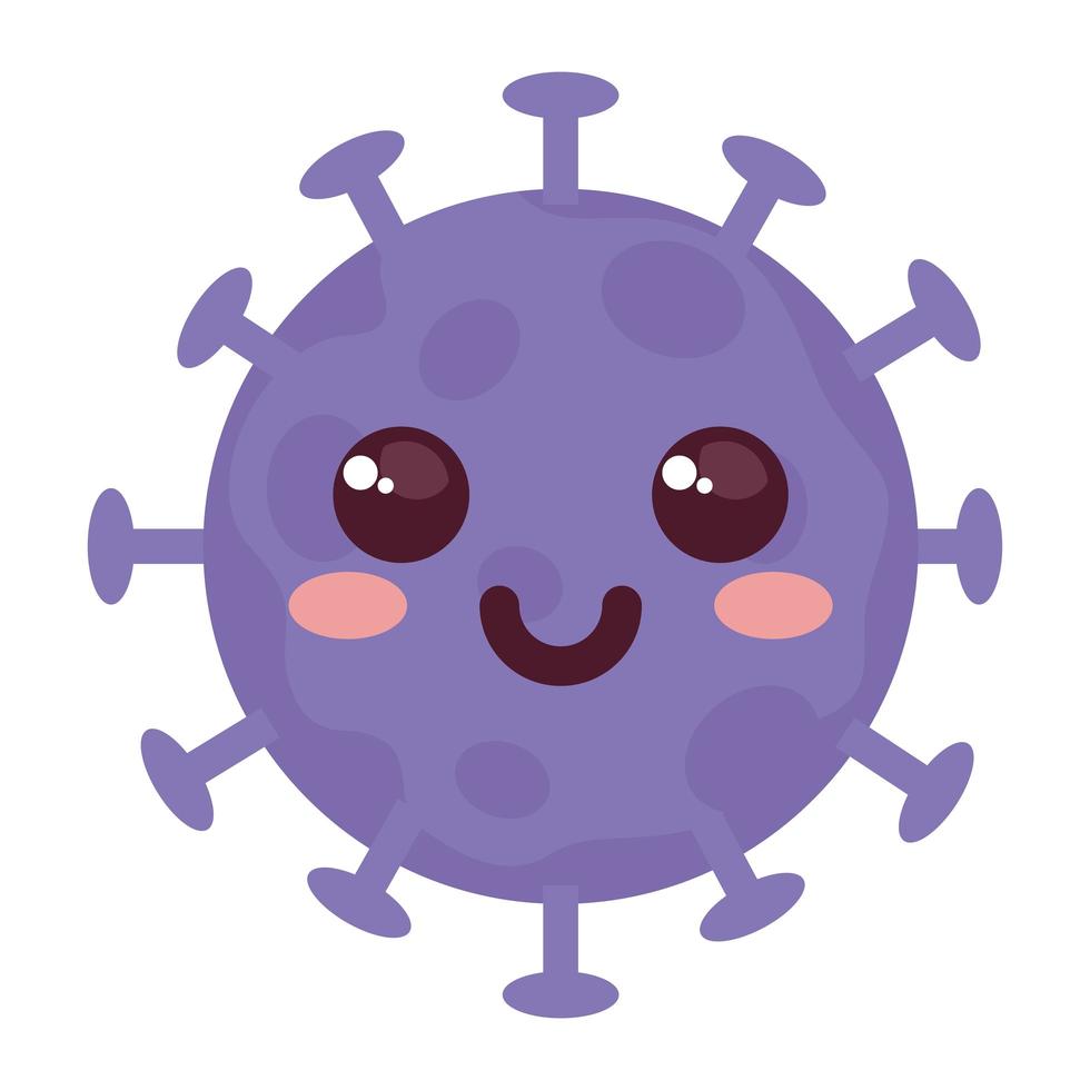 carton coronavirus emoji, purple cell with face, covid 19 emoticon vector
