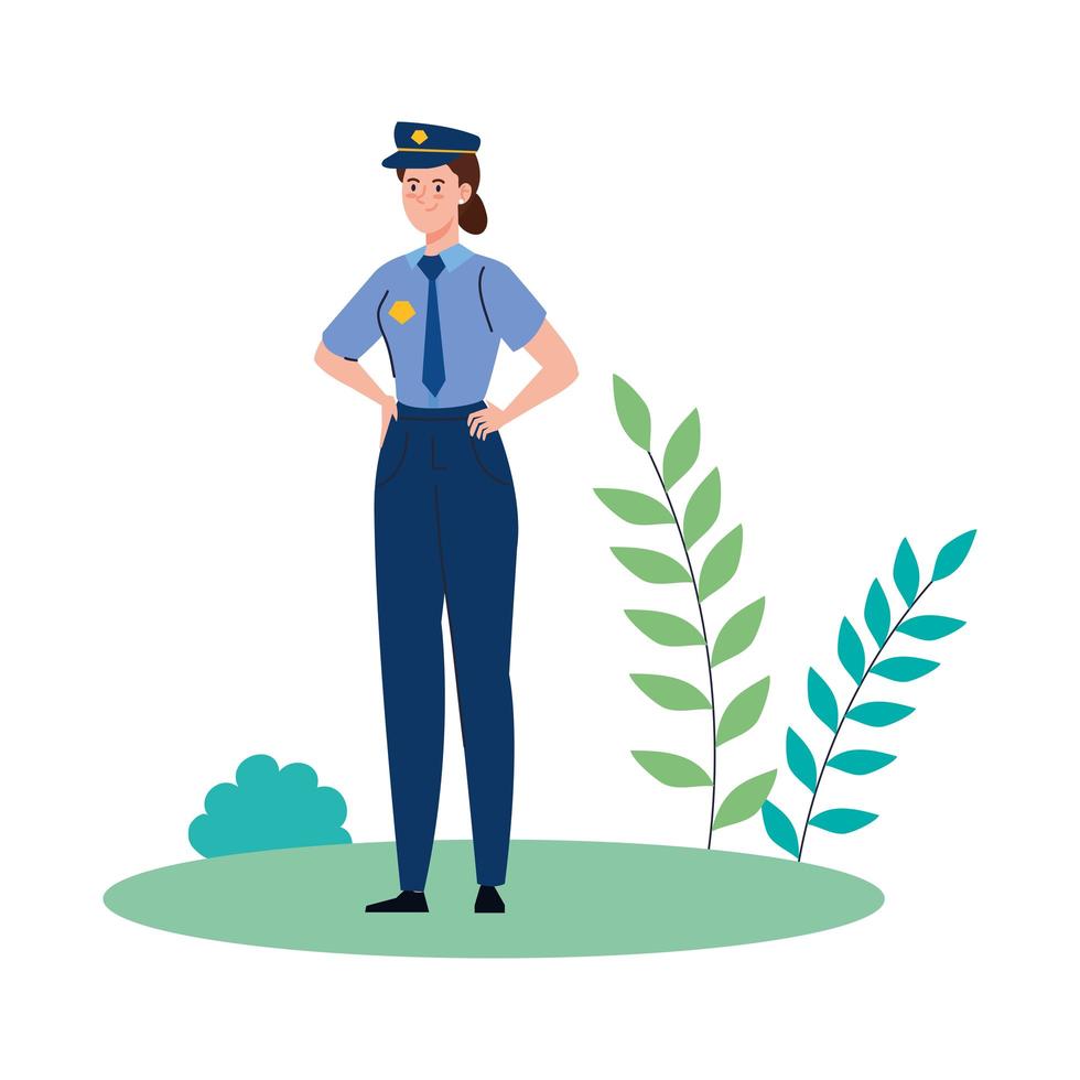 police woman worker at park vector design