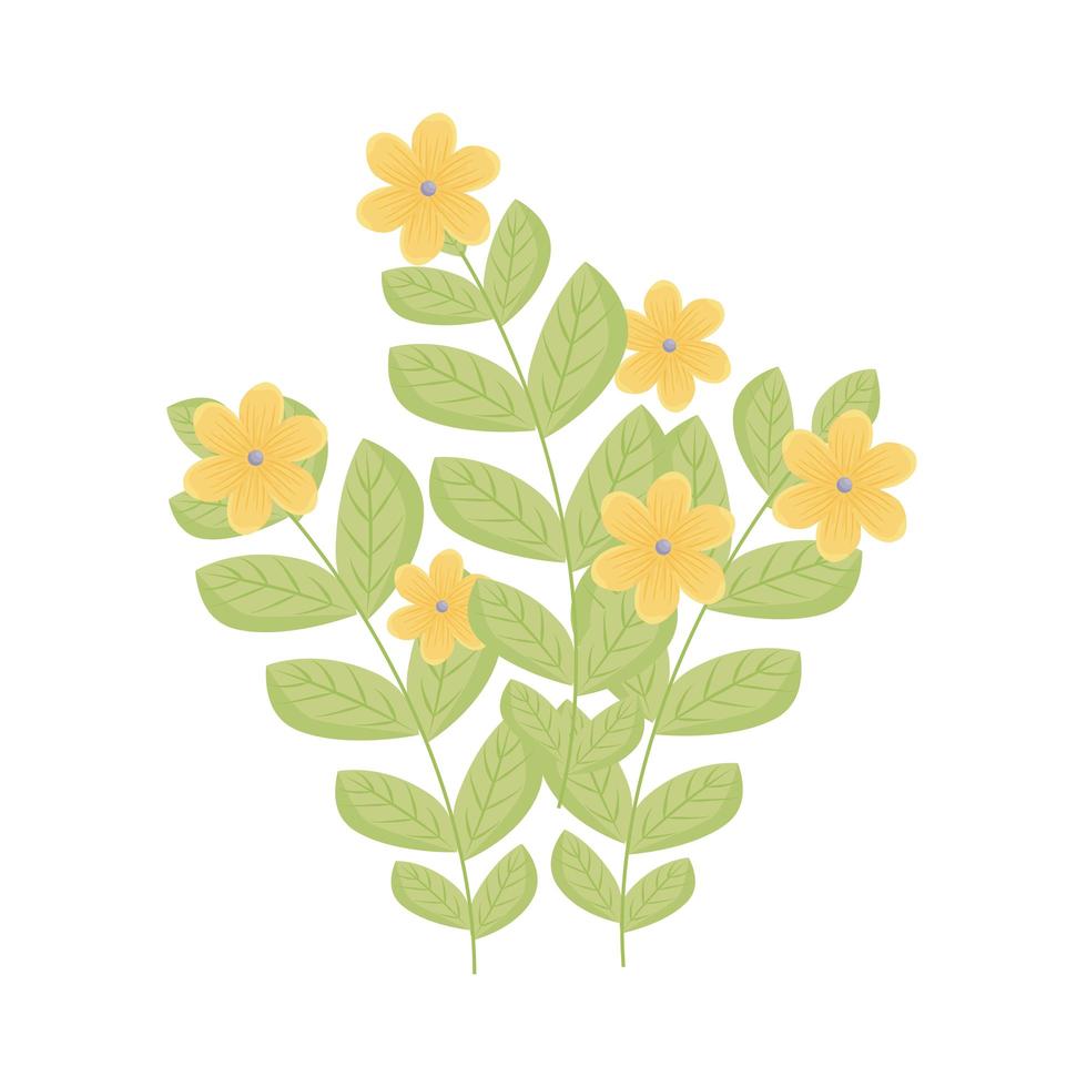 yellow flowers with leaves vector design