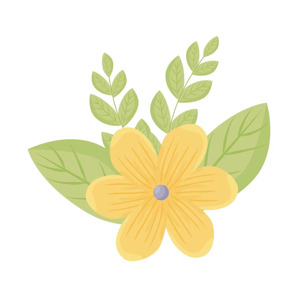 flor amarilla con hojas de diseño vectorial vector