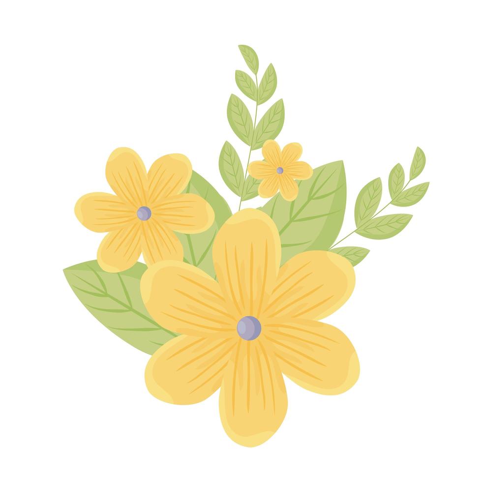 flores amarillas con hojas de diseño vectorial vector