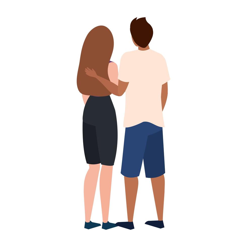 Woman and man avatar backwards vector design
