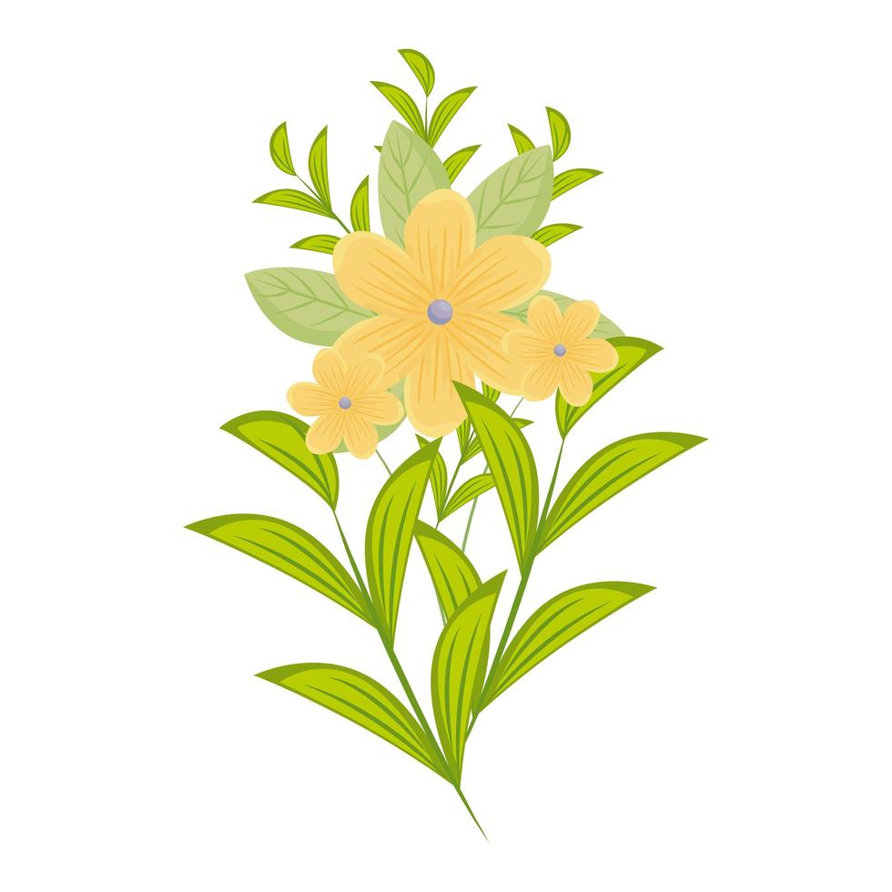 yellow flowers with leaves vector design