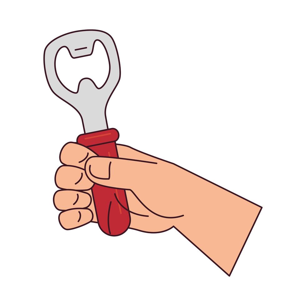 hand holding a bottle opener on white background vector
