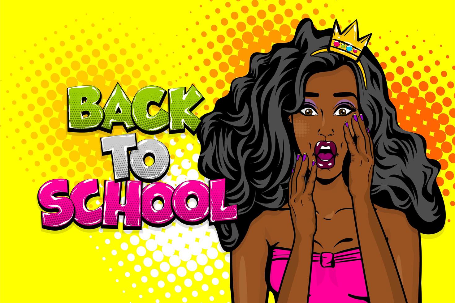 Black african-american young girl pop art vector