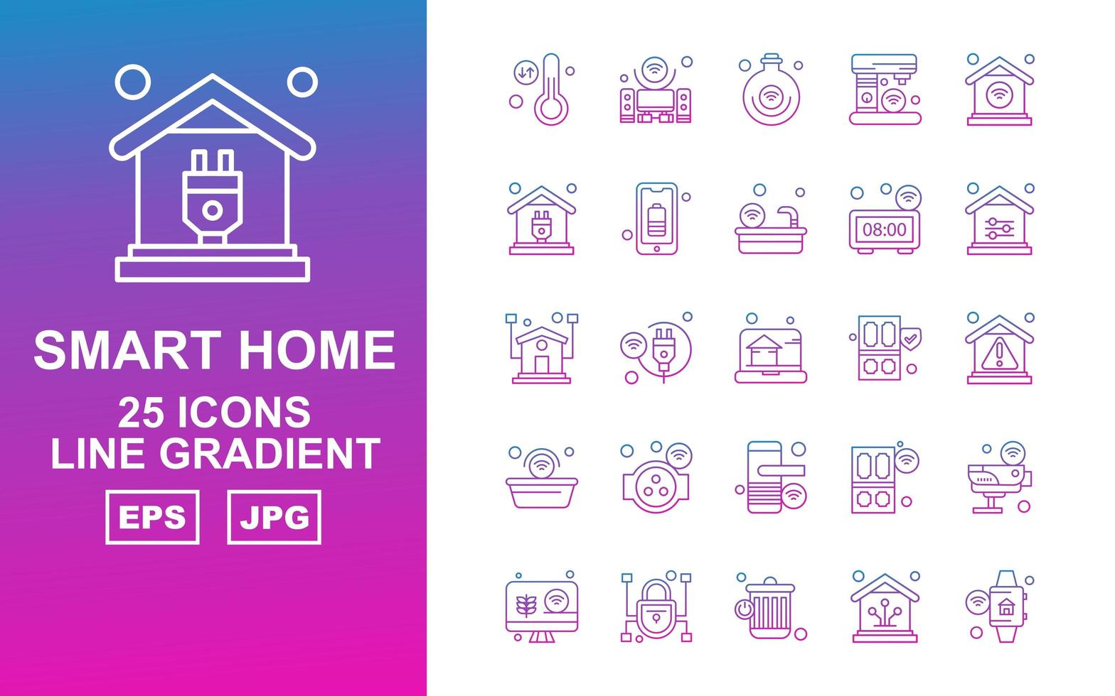 25 Premium Smart Home Line Gradient Icon Pack vector