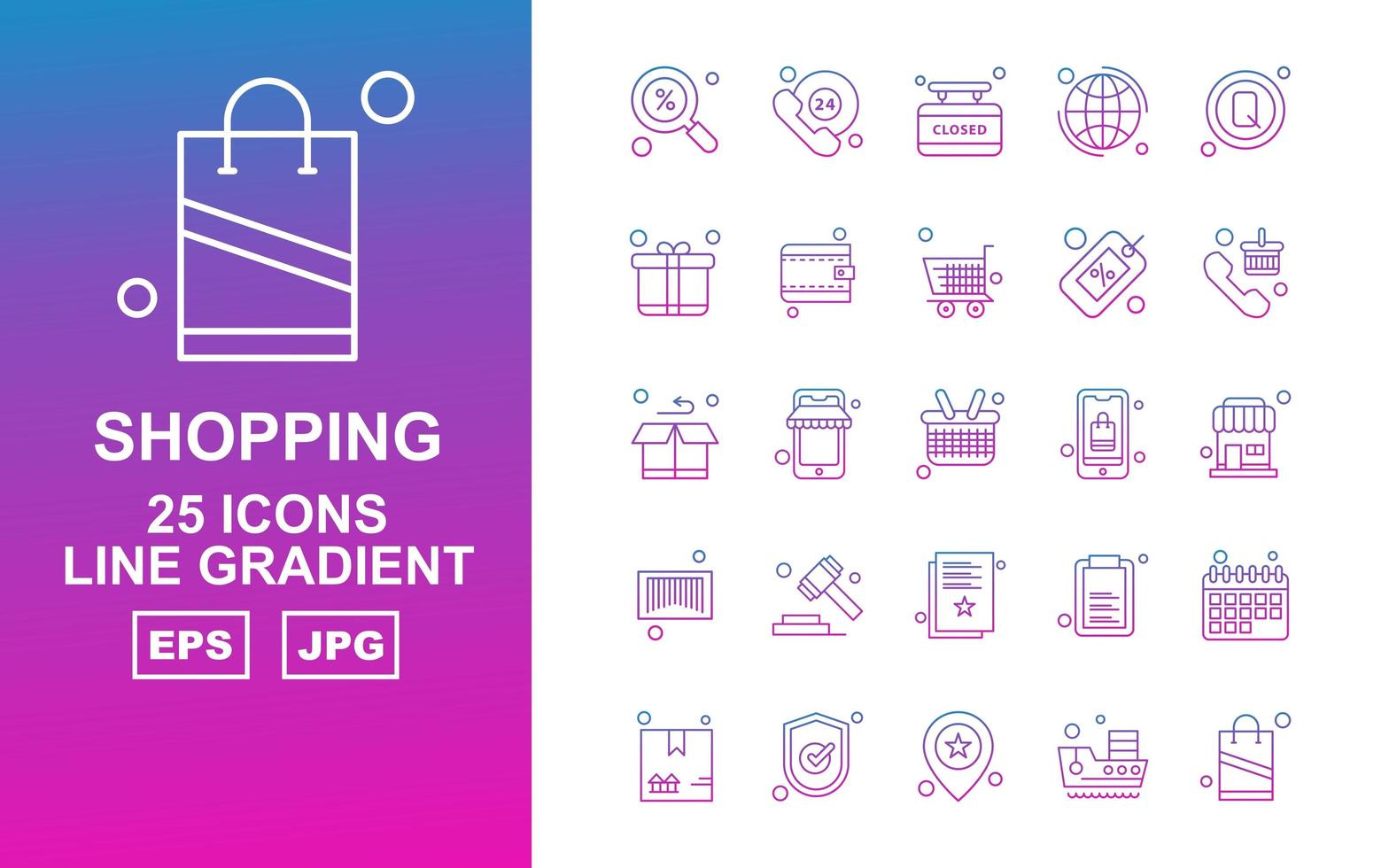 25 Premium Shopping Line Gradient Icon Pack vector