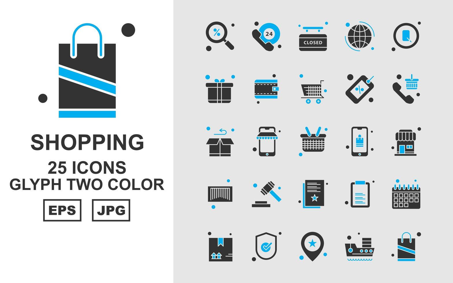 25 Premium Shopping Glyph Two Color Icon Pack vector