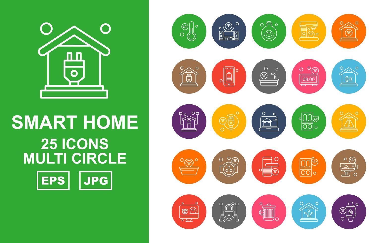 25 Premium Smart Home Multi Circle Icon Pack vector